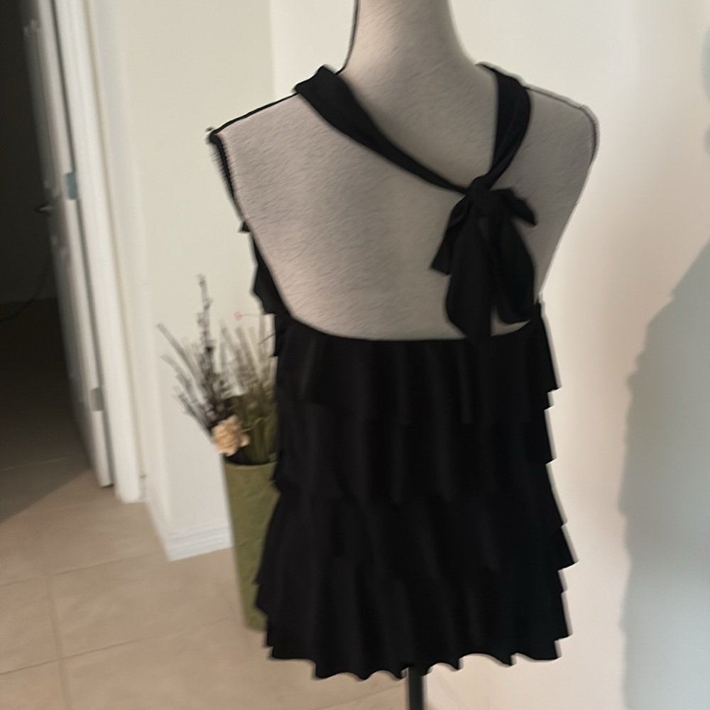 White House black market medium halter ruffle shirt 882 - Picture 3 of 5